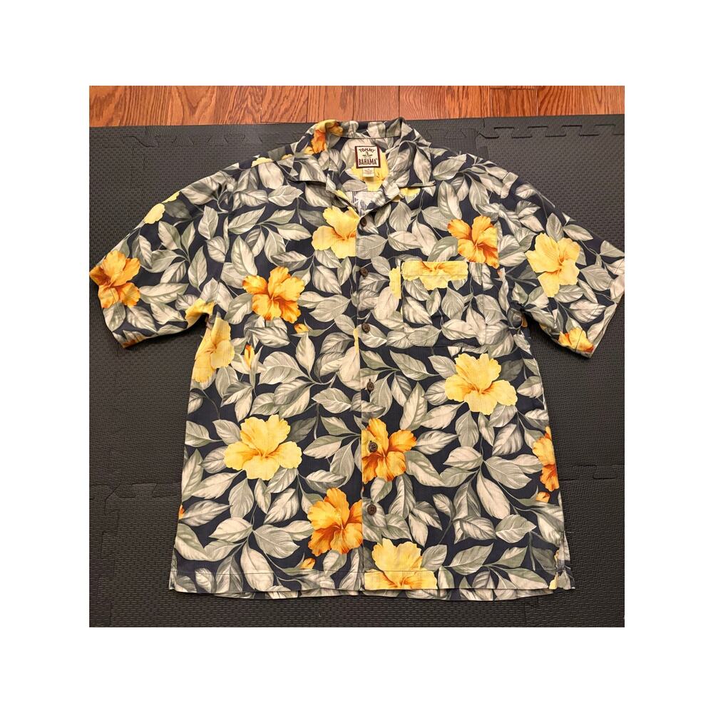 Vintage Tommy Bahama Floral Button Down 100% Silk Shirt Men's Size Small